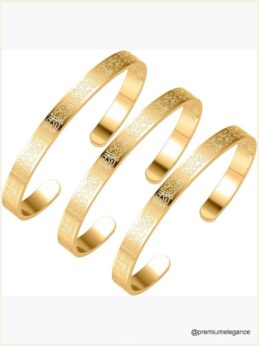 Personalized Islamic Cuff Bracelet Stainless Steel Deep Engraved Ayatul Kursi